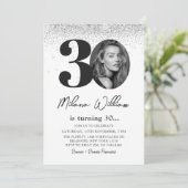 Moderne 30e verjaardag Party foto uitnodiging (Staand voorkant)