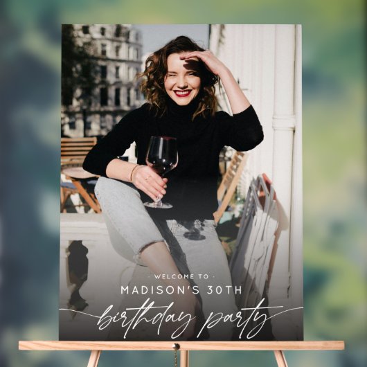 Moderne 30e verjaardag Party Fotoscript Typografie Acryl Bord (Neutraal)