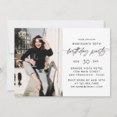 Moderne 30e verjaardag Party Fotoscript Typografie Kaart (Voorkant)