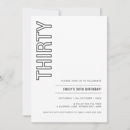 Moderne 30e verjaardag van de uitnodiging (Voorkant)