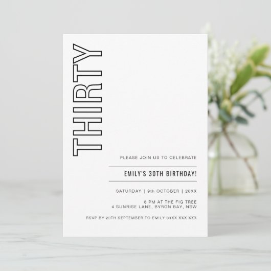 Moderne 30e verjaardag van de uitnodiging (Staand voorkant)