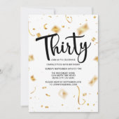 Moderne 30e verjaardag wit zwart | Gouden verjaard Kaart (Voorkant)