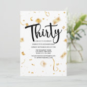 Moderne 30e verjaardag wit zwart | Gouden verjaard Kaart (Staand voorkant)
