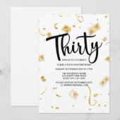 Moderne 30e verjaardag wit zwart | Gouden verjaard Kaart (Voorkant / Achterkant)