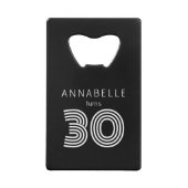 Moderne 30e verjaardag zwart creditkaart flessenopener (Achterkant)