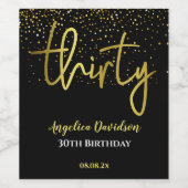 Moderne 30e verjaardag zwart goud wijn etiket (Enkel label)