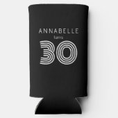 Moderne 30e verjaardag zwart seltzer blikjeskoeler (Achterkant)