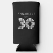 Moderne 30e verjaardag zwart seltzer blikjeskoeler (Voorkant)