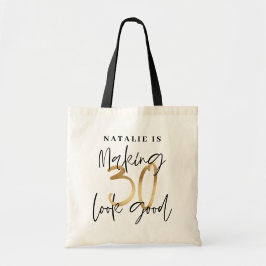 Moderne 30e verjaardag zwart-wit op maat tote bag (Voorkant)