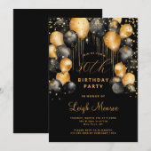 Moderne 30e verjaardagsfeest zwart goud kaart (Voorkant / Achterkant)
