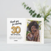 Moderne 30e volwassen verjaardag foto bedankkaart (Staand voorkant)
