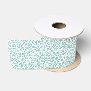 Moderne 35e verjaardag nummer patroon turquoise/wi satijnen lint