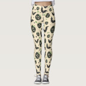 Moderne 3-Eyed Pompoen en Vleermuizen Halloween Leggings (Voorkant)