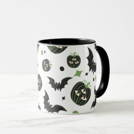 Moderne 3-Eyed Pompoen en Vleermuizen Halloween Mok
