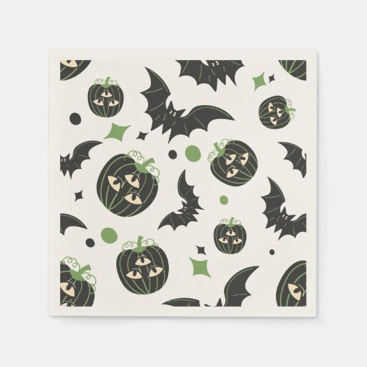 Moderne 3-Eyed Pompoen en Vleermuizen Halloween Servet (Voorkant)