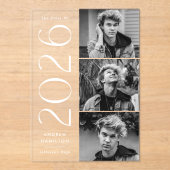 Moderne 3 Foto Acryl Afstudeer Uitnodiging (Voorkant)