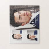 Moderne 3 foto afstudeerfeest legpuzzel (Verticaal)