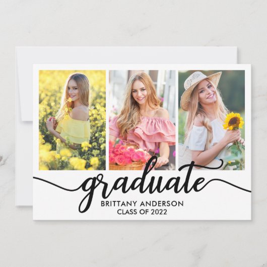 Moderne 3 Foto Afstuderen koninklijke kaart (Voorkant)