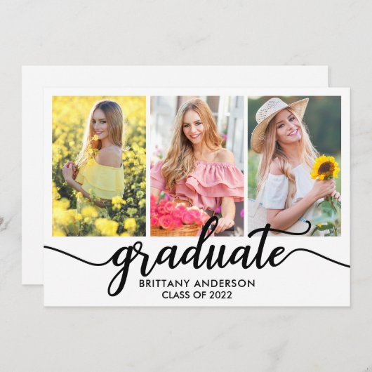 Moderne 3 Foto Afstuderen koninklijke kaart (Voorkant / Achterkant)