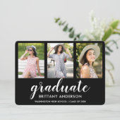 Moderne 3 Foto Afstuderen koninklijke kaart (Staand voorkant)