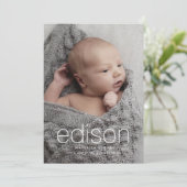 Moderne 3 foto Baby Geboorte Aankondiging (Staand voorkant)