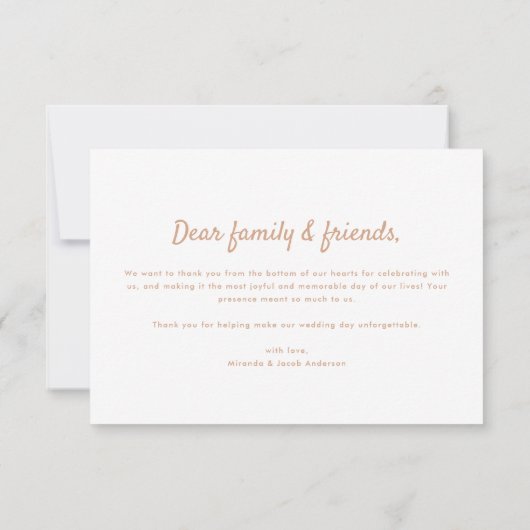 Moderne 3-foto Beige Bloemblad bruiloft Bedankkaart (Achterkant)