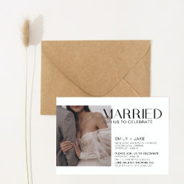 Moderne 3 foto bruiloft aankondiging feest