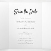 Moderne 3 foto bruiloft Save the Date Drieluik Aankondiging (Binnenkant midden)