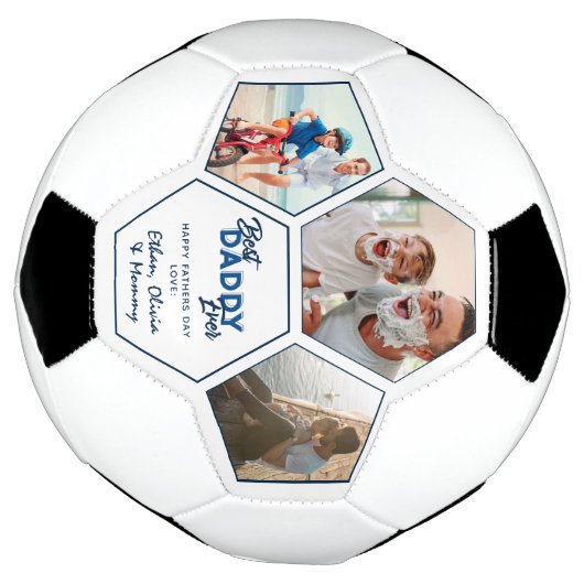 Moderne 3 foto Collage Beste papa ooit Voetbal (Gedraaid)