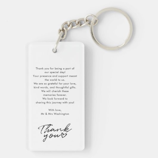 Moderne 3 foto collage bruiloft dank u op maat sleutelhanger (achterkant)