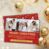 Moderne 3-foto collage schattige rode kerst feestdagenkaart