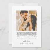 Moderne 3 foto-collage script bruiloft bedankkaart (Achterkant)