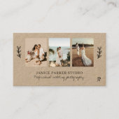 Moderne 3 foto collage trouwfotograaf kraft visitekaartje (Voorkant)