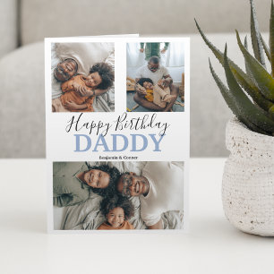 Moderne 3 foto-collage   Verjaardag Kaart