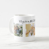 Moderne 3 Foto Collage Wil je mijn bruidsmeisje zi Koffiemok (Voorkant links)