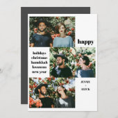 Moderne 3 Foto Collage Zwart-Wit Kerstmis Feestdagenkaart (Voorkant / Achterkant)