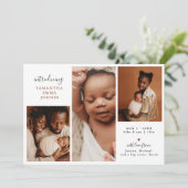 Moderne 3 foto Dank u Nieuwe Baby Geboorte Aankondiging (Staand voorkant)