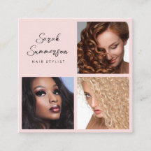Moderne 3 Foto Elegante Script Roze Haarstylist
