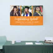 Moderne 3 Foto Felicitaties Oranje Afstuderen Spandoek (Beurs)