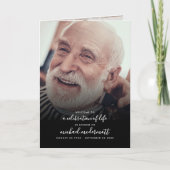 Moderne 3-foto handgeschreven script begrafenis/ge programma (Voorkant)