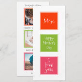 Moderne 3 foto Happy Mothers Day Flat Card (Voorkant / Achterkant)