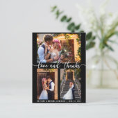 Moderne 3 Foto Huwelijk Liefde en Dankbaarheid Scr Briefkaart (Staand voorkant)