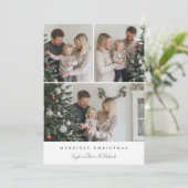 Moderne 3 Foto Kinderen Familie Kerstmis Feestdagenkaart (Staand voorkant)