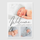 Moderne 3-foto magnetische geboorteaankondiging (Voorkant)