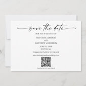 Moderne 3 foto minimalistische inkt pen script QR  Save The Date (Achterkant)