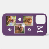 Moderne 3-foto-monogram Paars Kat Pet Dog Case-Mate iPhone Case (Achterkant (horizontaal))