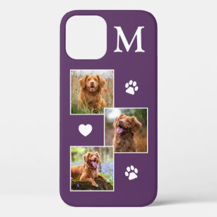 Moderne 3-foto-monogram Paars Kat Pet Dog Case-Mate iPhone Case