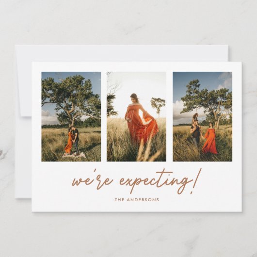 Moderne 3-foto Nieuwe tante / grootouders zwangers Aankondiging (Voorkant)