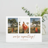 Moderne 3-foto Nieuwe tante / grootouders zwangers Aankondiging (Staand voorkant)