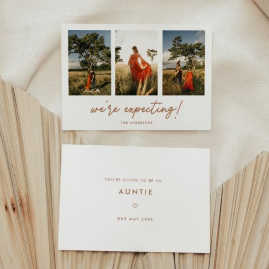 Moderne 3-foto Nieuwe tante / grootouders zwangers Aankondiging
